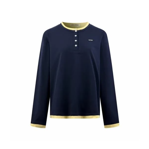 미우미우 여성 라운드 긴팔티 - Miumiu Womens Round Tshirt - mic17777x - 1