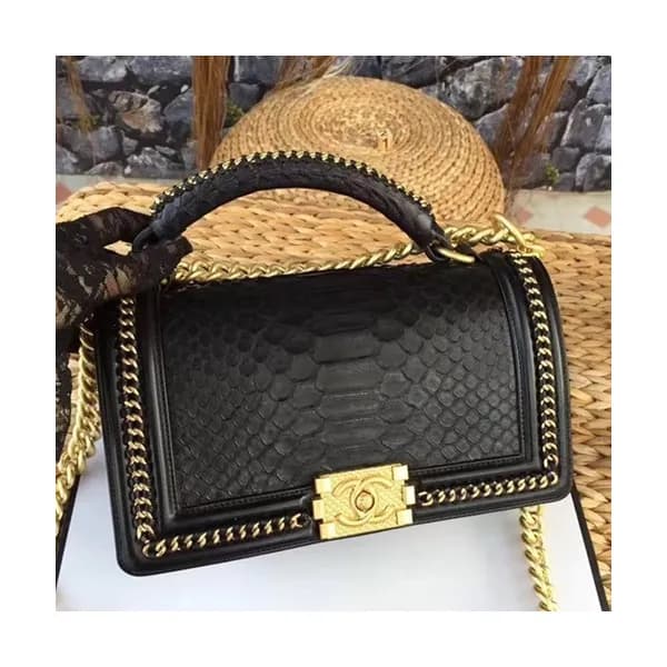 Chanel Leboy Leather Chain Tote Shoulder Bag,25CM … - 1