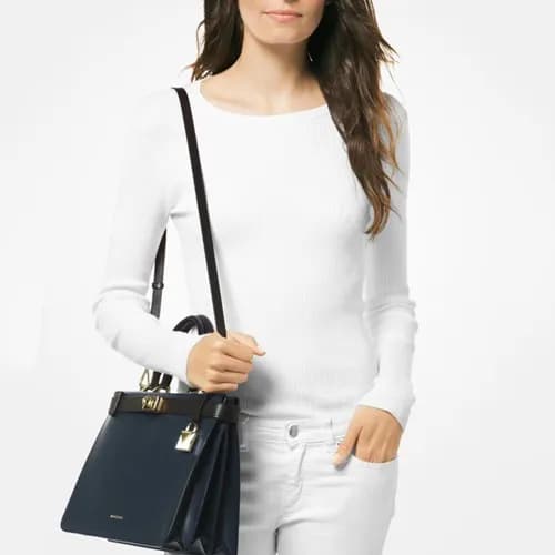 Michael Kors Leather Taatiana Tote Shoulder Bag, 3… - 1