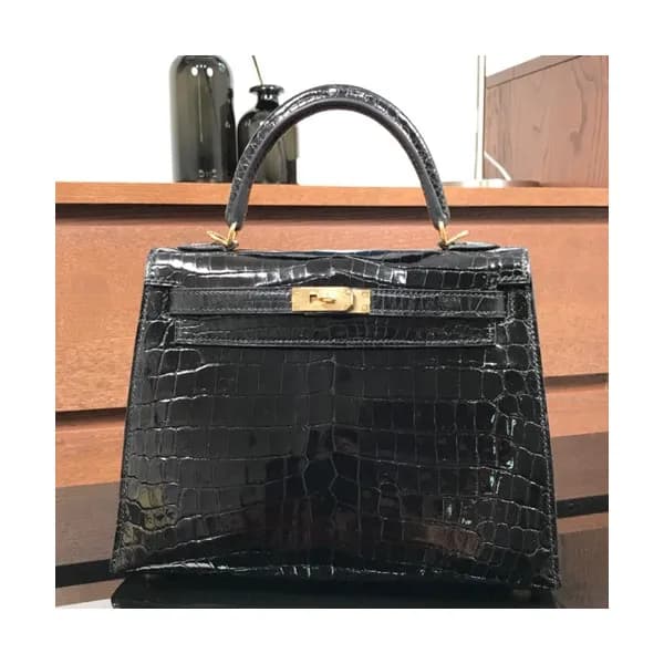 Hermes Kelly Crocodile Leather Tote Shoulder Bag ,…