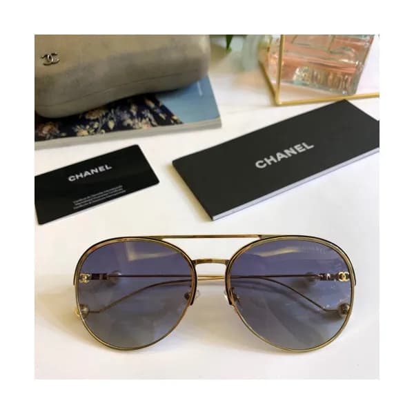 Chanel 2019 Womens Pearl Retro Metal Frame Sunglas… - 1