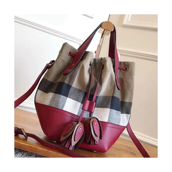 Burberry 2019 Canvas & Leather Bucket Tote Shoulde… - 1