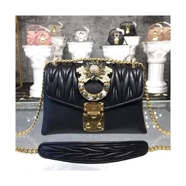 MiuMiu 2019 Matelasse Buckle Shoulder Cross Bag,2… - 1