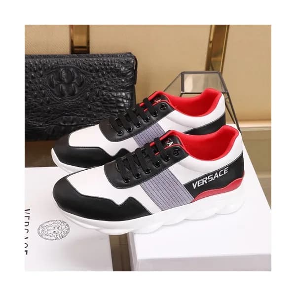 Versace 2019 Mens Leather Sneakers - 베르사체 2019 남성용… - 1