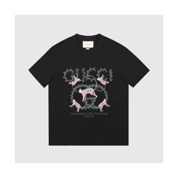 Gucci Mm/Wm Logo Short Sleeved Tshirts Black - 구찌… - 1
