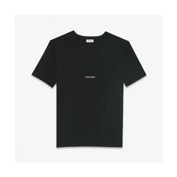 Saint Laurent Mens Logo Cotton Short Sleeved Tshi… - 1