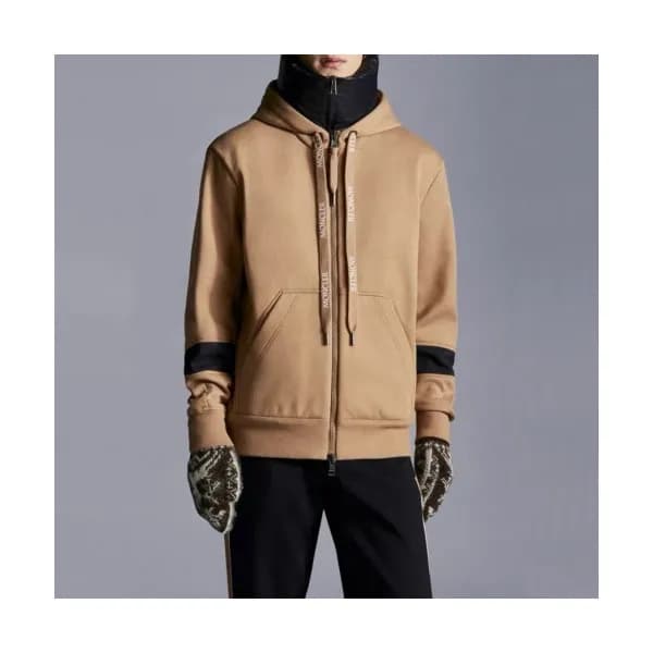 Moncler Mens Logo Casual Cotton Hoodie Camel - 몽클… - 1