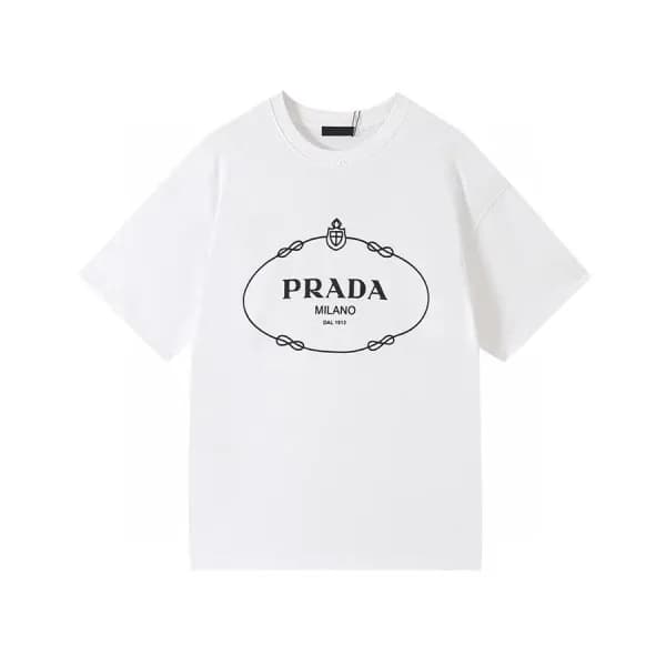프라다 남성 크루넥 화이트 반팔티 - Mens White Tshirts - Pra02603… - 1