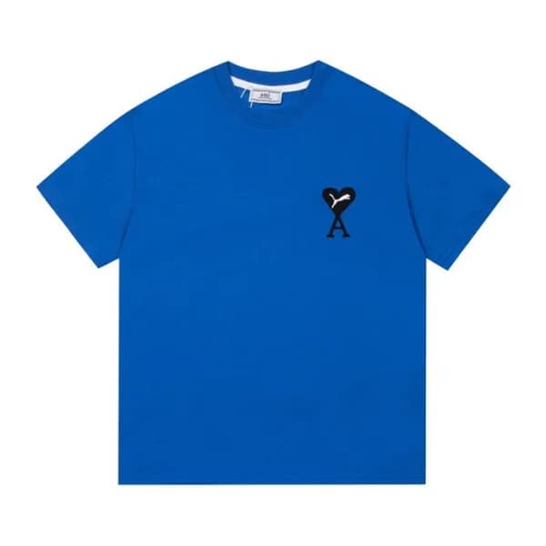 아미 남성 크루넥 블루 반팔티 - Mens Blue Tshirts - ami0271x - 1