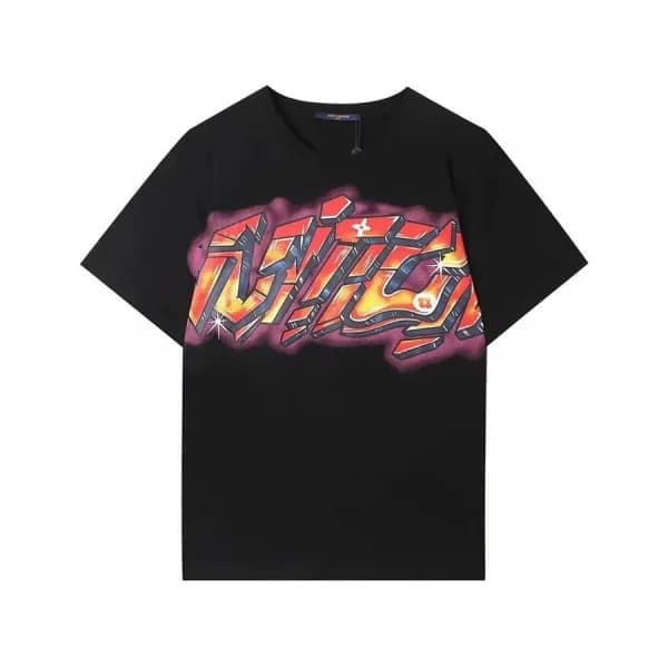 루이비통 남성 크루넥 블랙 반팔티 - Mens Black Tshirts - lou04088… - 1