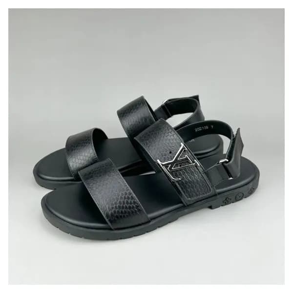 루이비통 남성 이니셜 블랙 샌들 - Mens Black Sandals - lou04285x - 1