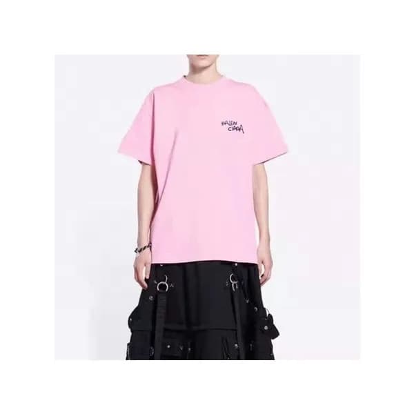 발렌시아가 남성 크루넥 핑크 반팔티 - Mens Pink Tshirts - bal01624… - 1
