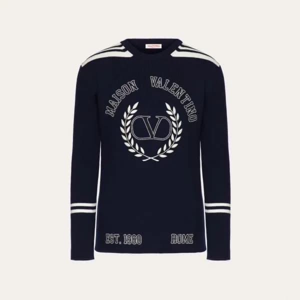 발렌티노 남성 크루넥 네이비 니트 - Mens Navy Knit - val0302x - 1