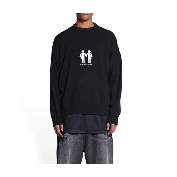 발렌시아가 남성 블랙 맨투맨 - Balenciaga Mens Black Tshirts - … - 1