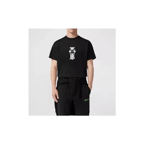 버버리 남성 블랙 크루넥 반팔티 - Burberry Mens Black Tshirts - … - 1