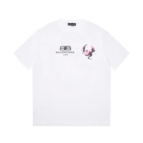 발렌시아가 남/녀 크루넥 화이트 반팔티 - Balenciaga Unisex White Sh… - 1