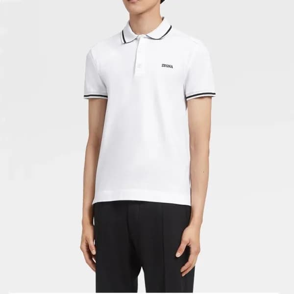 제냐 남성 화이트 폴로 반팔티 - Zegna Mens White Tshirts - ze61… - 1
