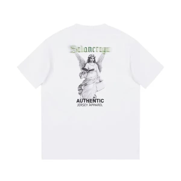 발렌시아가 남성 크루넥 화이트 반팔티 - Balenciaga Mens White Short… - 1