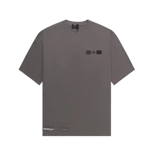 발렌시아가 남성 그레이 크루넥 반팔티 - Balenciaga Mens Gray Short … - 1