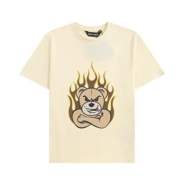 팜 엔젤스 남성 아이보리 크루넥 반팔티 - Pam Angels Mens Ivory Tshi… - 1