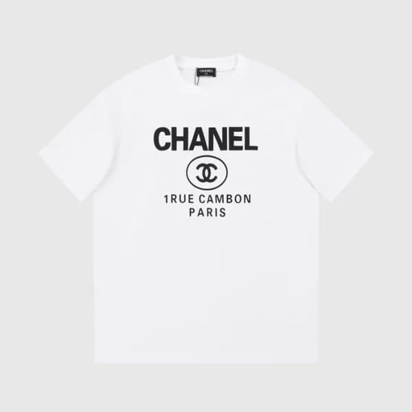 샤넬 남/녀 크루넥 화이트 반팔티 - Chanel Unisex White Tshirts -… - 1