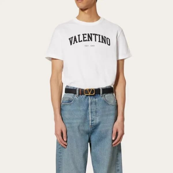 발렌티노 남성 화이트 크루넥 반팔티 - Valentino Mens White Tshirts… - 1