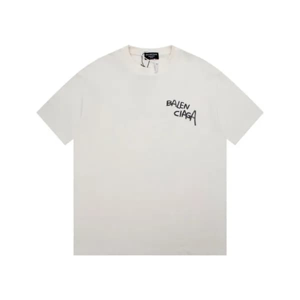 발렌시아가 남성 화이트 크루넥 반팔티 - Balenciaga Mens White Short… - 1