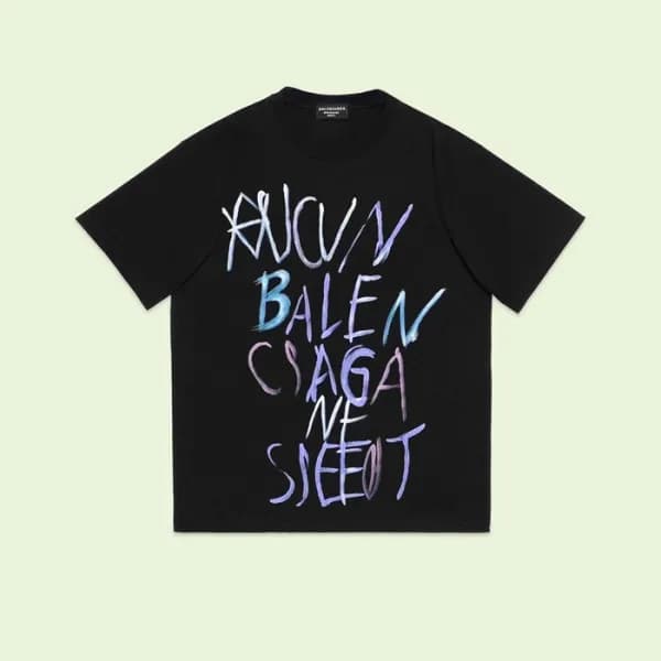 발렌시아가 남성 블랙 크루넥 반팔티 - Balenciaga Mens Black Short … - 1