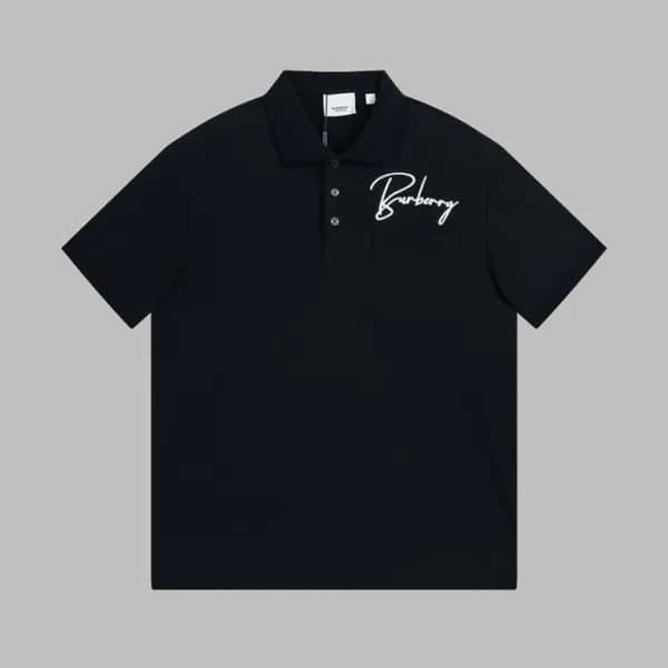 버버리 남성 블랙 폴로 반팔티 - Burberry Mens Black Short Sleev… - 1