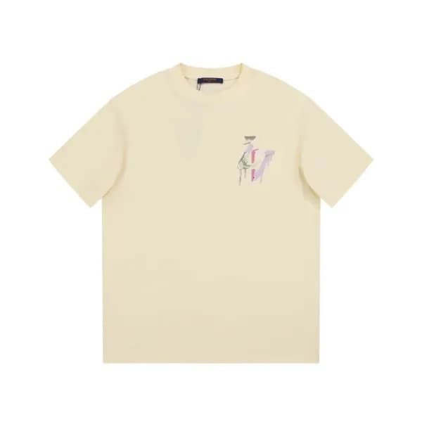 루이비통 남성 크루넥 아이보리 반팔티 - Louis vuitton Mens Ivory Sh… - 1