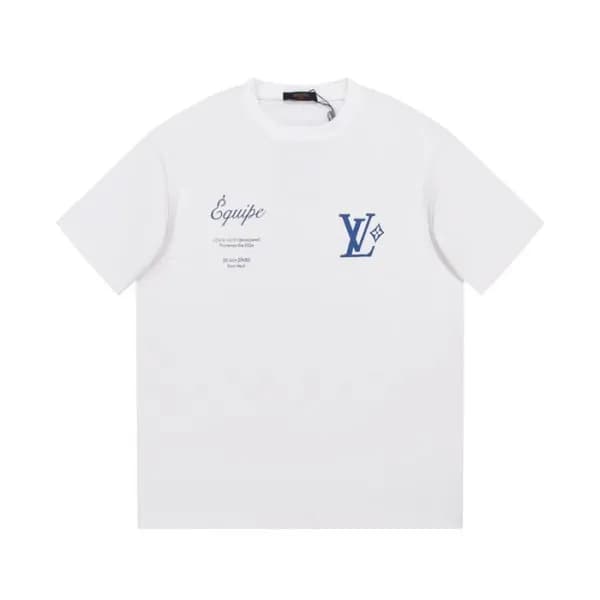 루이비통 남성 크루넥 화이트 반팔티 - Louis vuitton Mens White Sho… - 1
