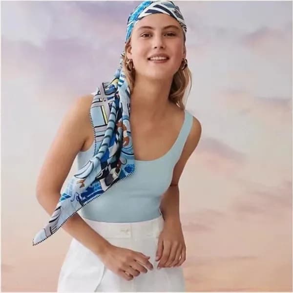 에르메스 여성 캐시 블루 스카프 - Hermes Womens Blue Scarf - he4… - 1