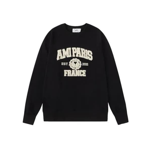 아미 남성 블랙 맨투맨 - Ami Mens Black Tshirts - amc137x - 1