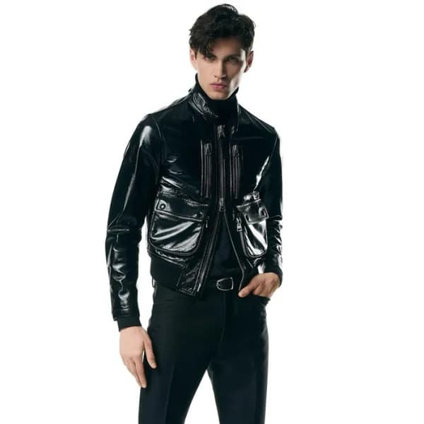 톰포드 남성 블랙 가죽 자켓 - Tom Ford Mens Black Jackets - to… - 1
