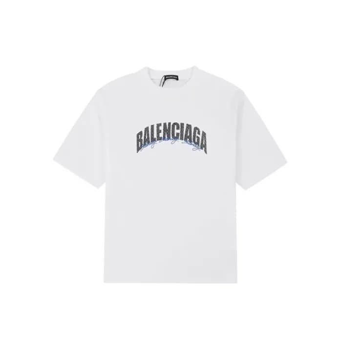 발렌시아가 남성 화이트 크루넥 반팔티 - Balenciaga Mens White Tshir… - 1