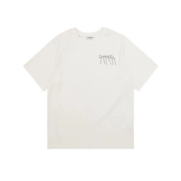 샤넬 남/녀 화이트 반팔티 - Chanel Unisex White Tshirts - chc… - 1