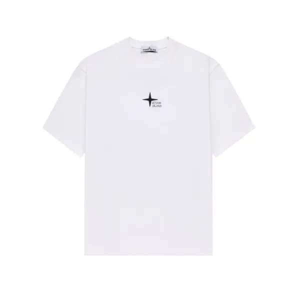 스톤아일랜드 남성 화이트 반팔 티셔츠 - Stone Island Mens White Tsh… - 1