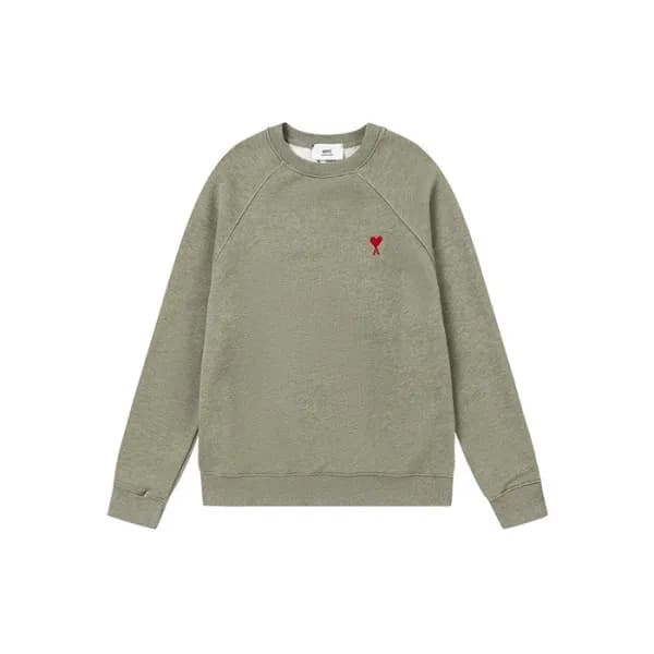 아미 남성 카키 맨투맨 - Ami Mens Khaki Tshirts - amc2137x - 1