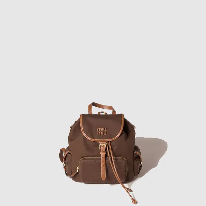 미우미우 여성 캔버스 및 가죽 백팩 - MiuMiu Womens Canvas and Lea… - 1