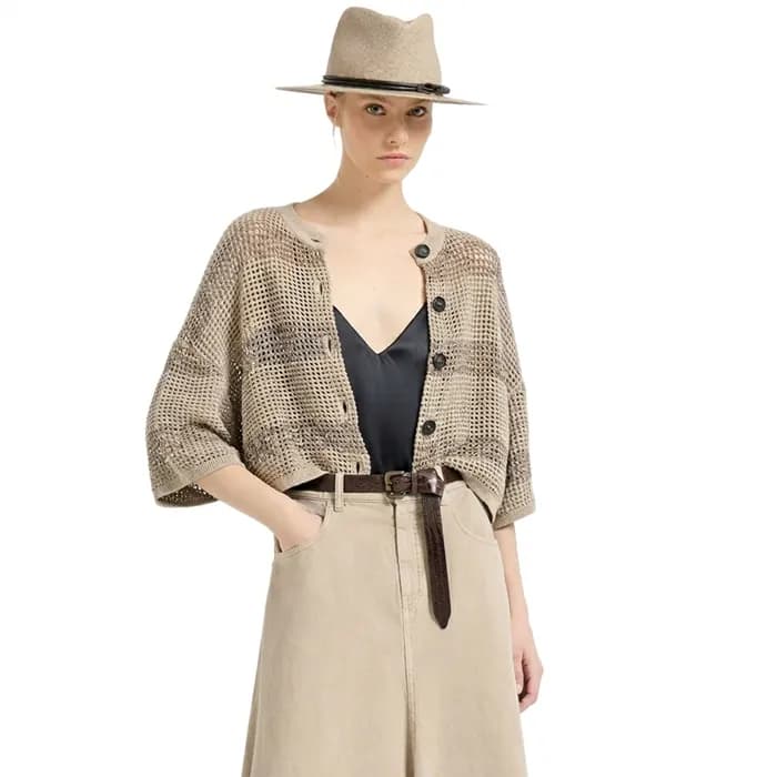 브루넬로쿠치넬리 여성 스트라이프 크롭 가디건 - Brunello Cucinelli Wome… - 1