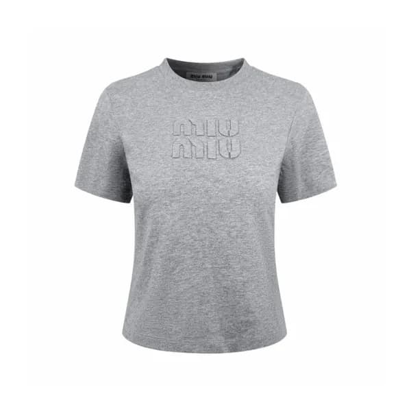 미우미우 여성 라운드 티셔츠 - Miumiu Womens Round Tshirt - mic… - 1