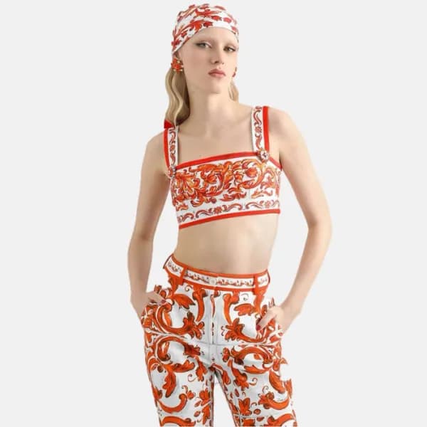 돌체앤가바나 여성 마졸리카 크롭 탑 - Dolce&Gabbana Womens Majolic… - 1