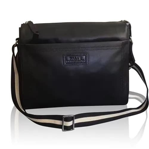 [발리] 블랙 수입가죽 남성용 크로스백 - ba0005b Bally Black Leathe… - 1
