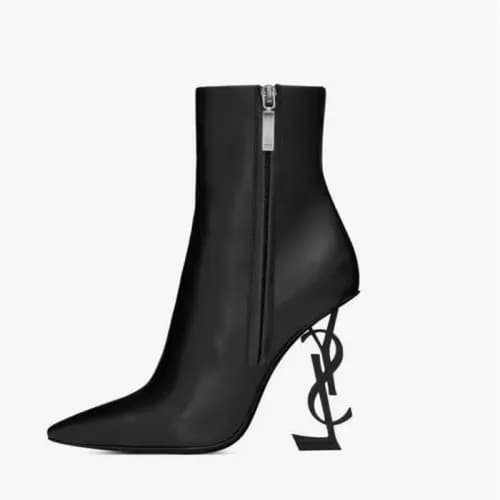 2018/19 Saint Laurent Opium Logo Hill Zipper Ankle… - 1