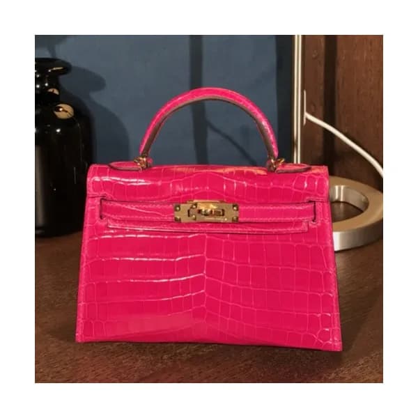 Hermes Mini Kelly 2 Crocodile Leather Tote Shoulde… - 1