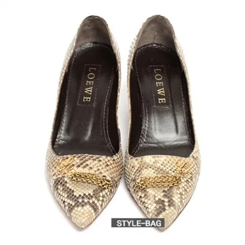 Loewe 2019 Womens Steel Logo Snake Leather Pumps -… - 1