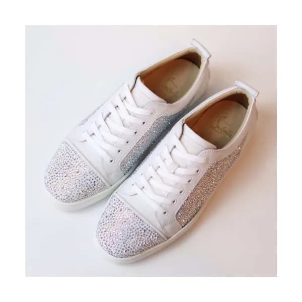 Christian Loubutin 2019 Mens Glitter Leather Sneak… - 1