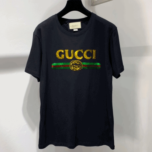Gucci 2019 Mm/Wm Glitter Logo Cotton Short Sleeved… - 1