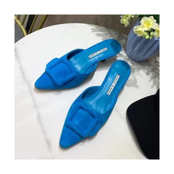 Monolo Blahnik 2019 Ladies Suede Middle Heel Slipp… - 1