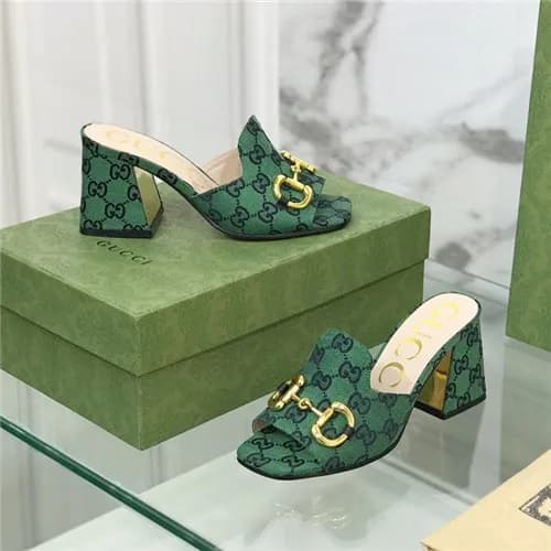 Gucci 2021 Women's Leather High Heel Slipper,G… - 1